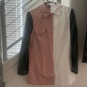 Colorblock Men's Jacket - Pink, White, and Green